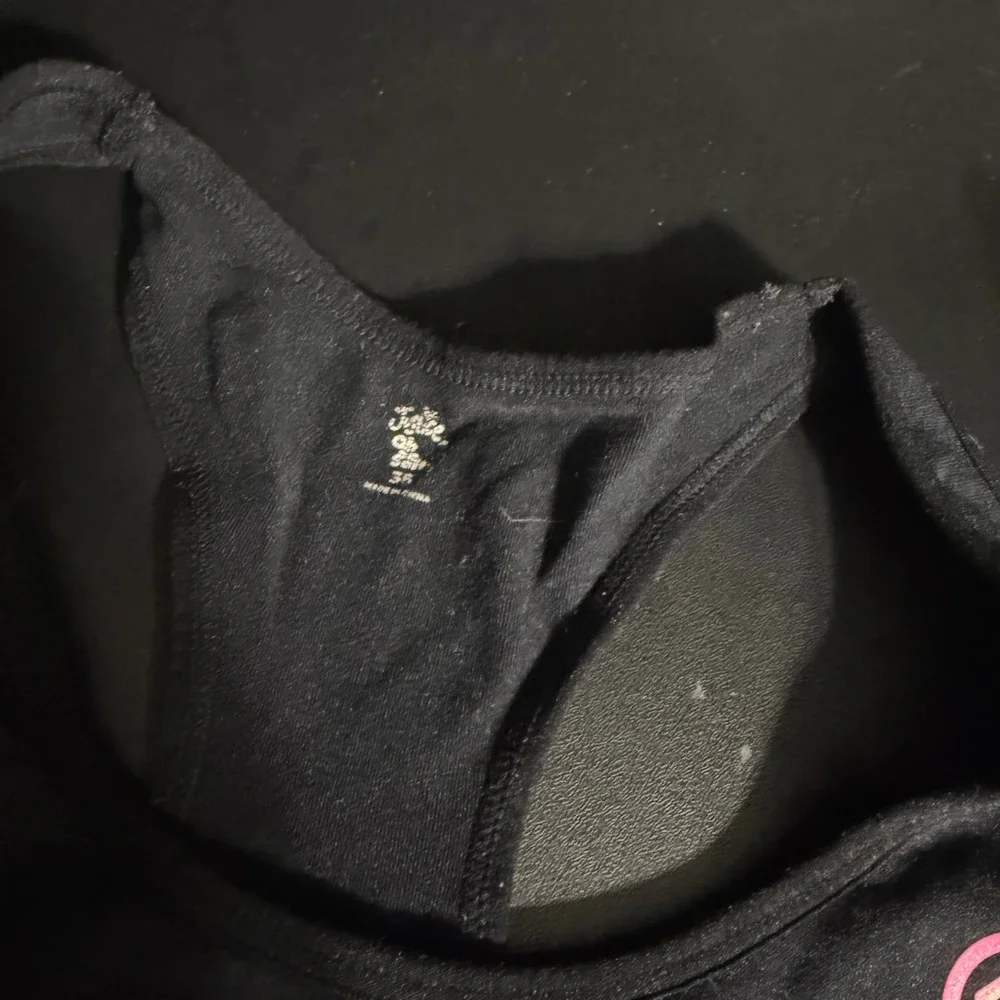 Justice Sports Bra Girls 36 Black Rainbow‎ Striped Elastic Racerback Heart Logo